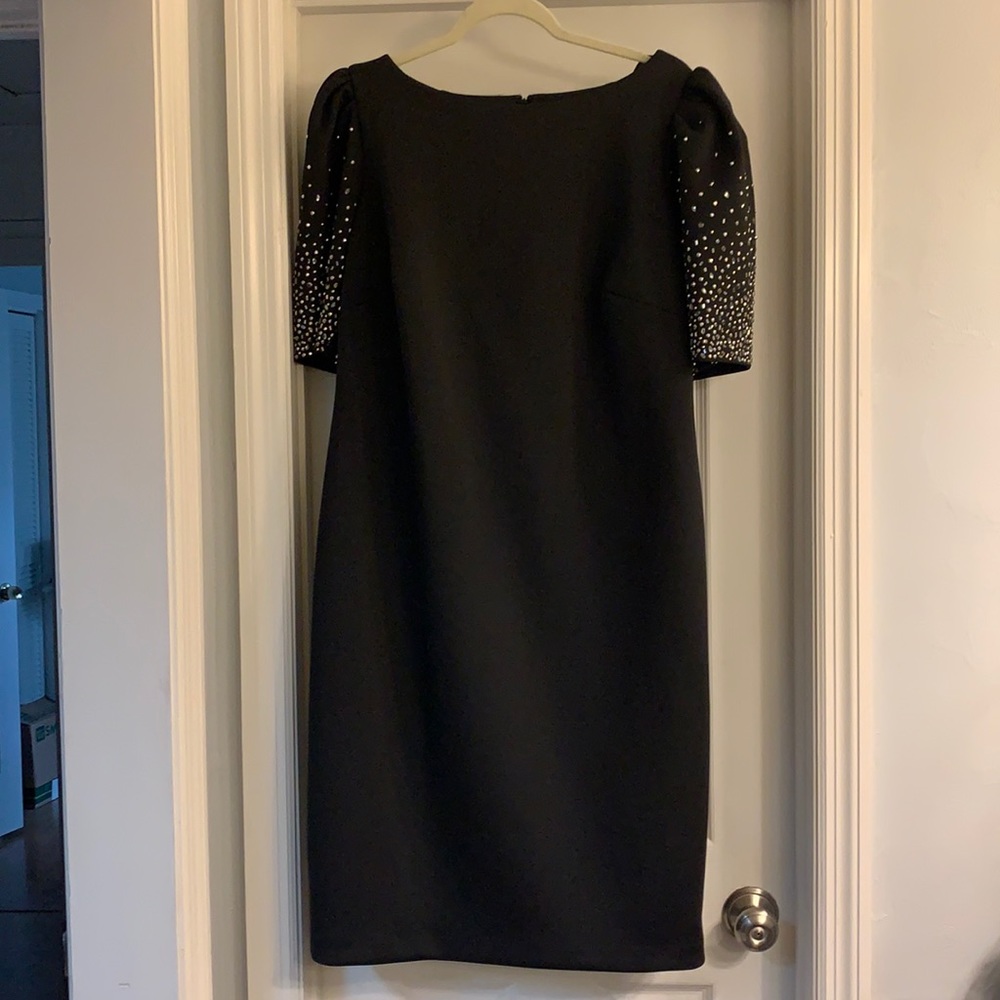 Calvin Klein lbd with puffed sleeves